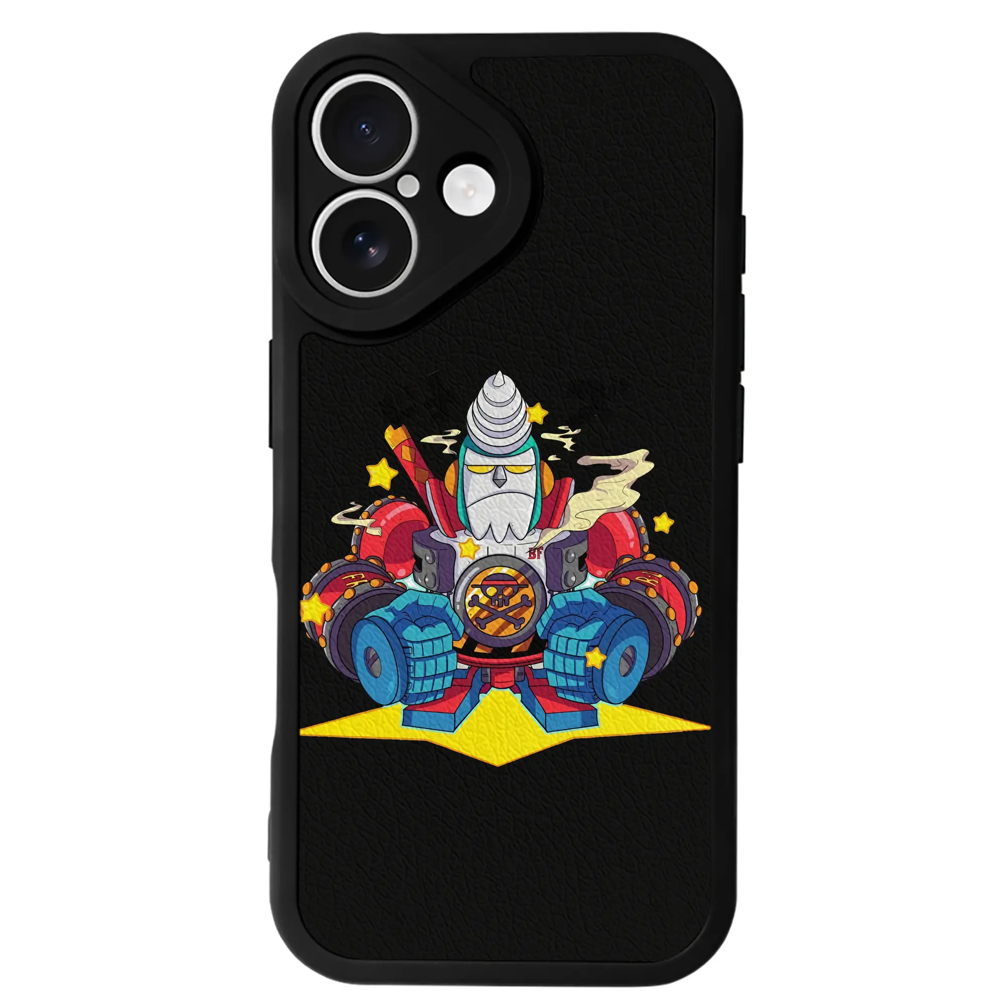 ワンピース グッズ フランキー - IPhone 16シリーズ対応 ・ シリコンスマホケース ・ レザー調 ・ 高精度フィット ・ 耐衝撃 ・ ワイヤレス充電対応 ・ 精密カット